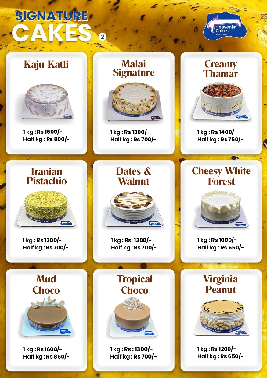 Heavenly Cakes menu card 6